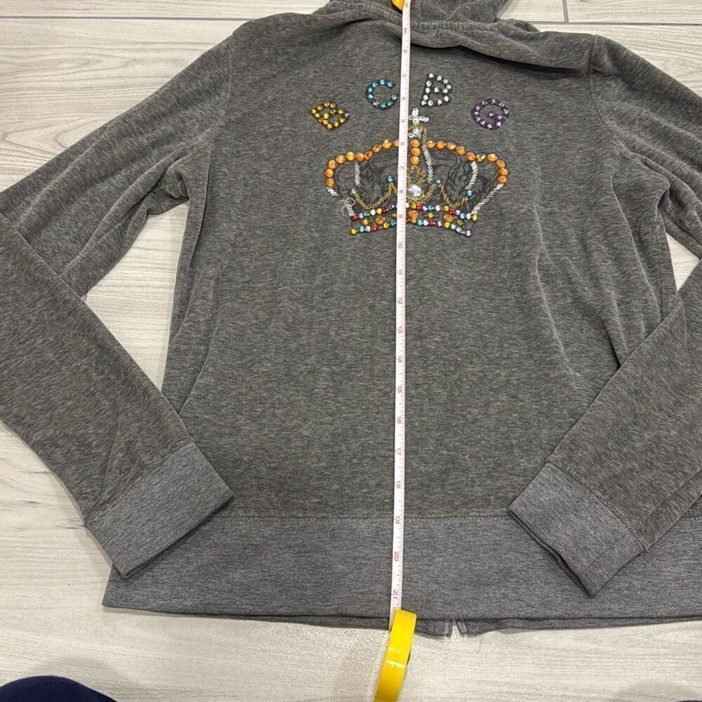 bcbg maxazria gray zip up size medium with a crown jewel detailing sewed on.. su - Picture 6 of 7
